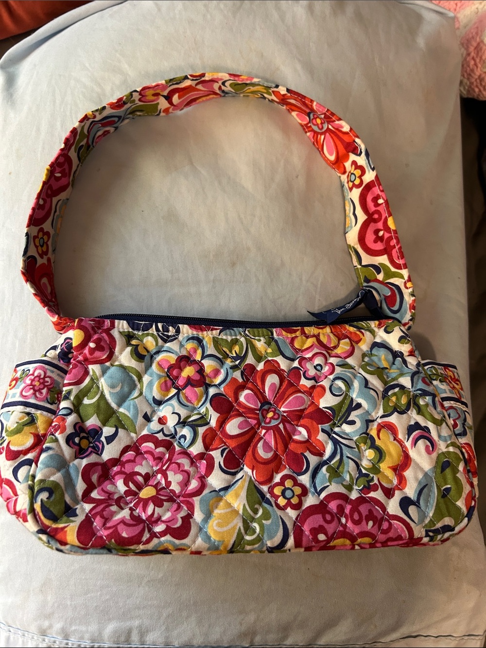 Vera Bradley Quilted Floral Shoulder Bag in Pink, Red, Yellow and Blue